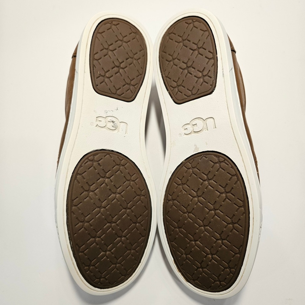 UGG Kitlyn Brown Pebbled Leather Slip On Sneakers Shearling Lined Womens 6 - Picture 7 of 13